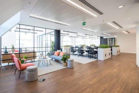 Contemporary, light filled, self-contained managed office space for rent at 1 Bedford Street.